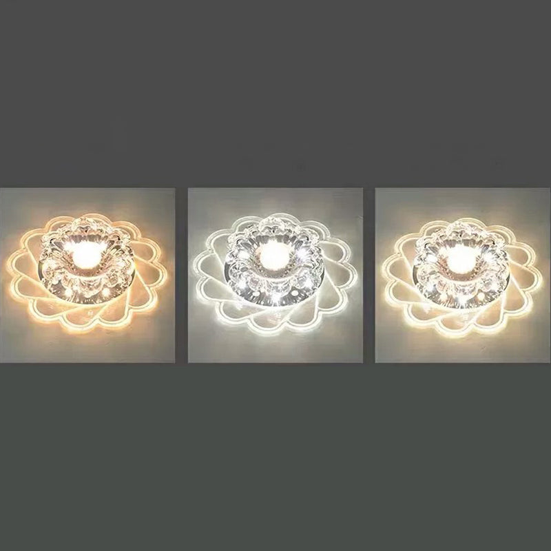Flower Shaped Crystal Flush Mount Lighting Minimalist Clear LED Flush Mount Fixture Clear 9w Third Gear Clearhalo 'Ceiling Lights' 'Close To Ceiling Lights' 'Close to ceiling' 'Flush mount' Lighting' 2107095