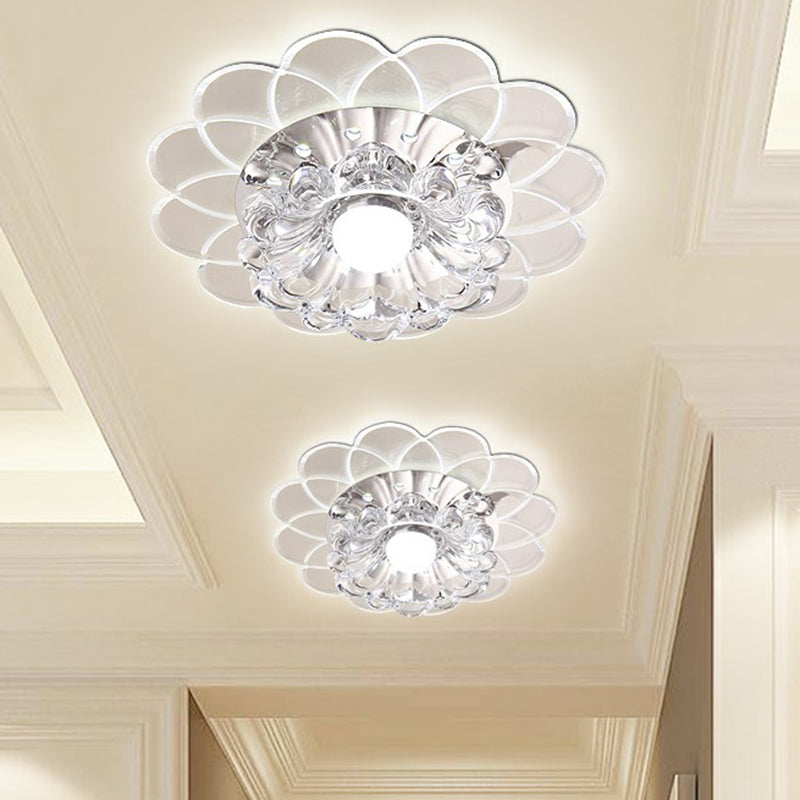 Floral Flush Ceiling Light Contemporary Crystal Clear LED Flush Mount Lighting Fixture Clear White Clearhalo 'Ceiling Lights' 'Close To Ceiling Lights' 'Close to ceiling' 'Flush mount' Lighting' 2107111