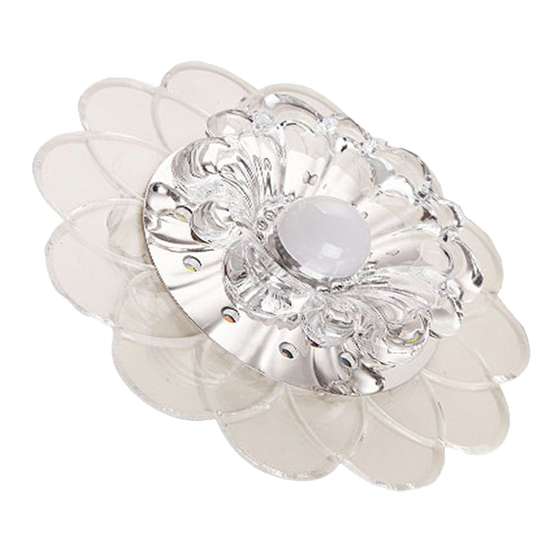 Floral Flush Ceiling Light Contemporary Crystal Clear LED Flush Mount Lighting Fixture Clearhalo 'Ceiling Lights' 'Close To Ceiling Lights' 'Close to ceiling' 'Flush mount' Lighting' 2107112