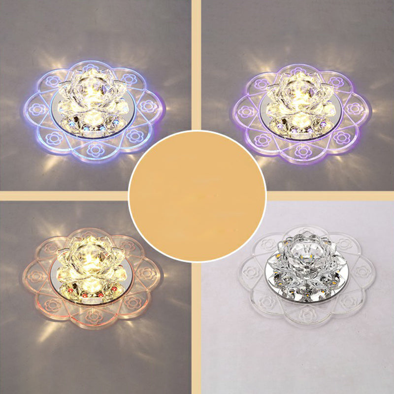 Floral Flush Mount Lighting Minimalist Crystal Hallway LED Flush Mount Fixture in Clear Clear Fourth Gear Clearhalo 'Ceiling Lights' 'Close To Ceiling Lights' 'Close to ceiling' 'Flush mount' Lighting' 2107140