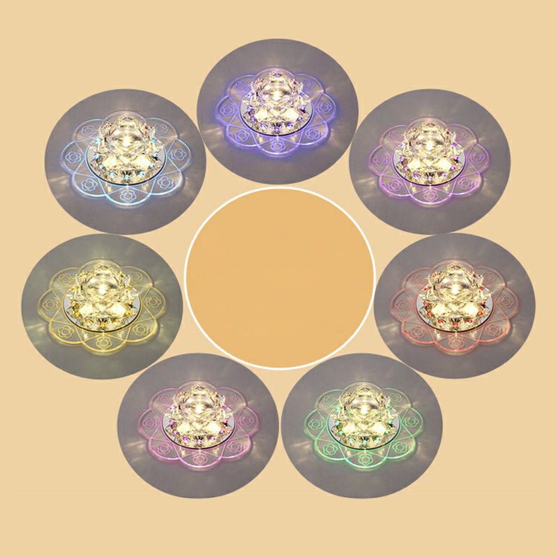 Floral Flush Mount Lighting Minimalist Crystal Hallway LED Flush Mount Fixture in Clear Clear 7 Color Clearhalo 'Ceiling Lights' 'Close To Ceiling Lights' 'Close to ceiling' 'Flush mount' Lighting' 2107141