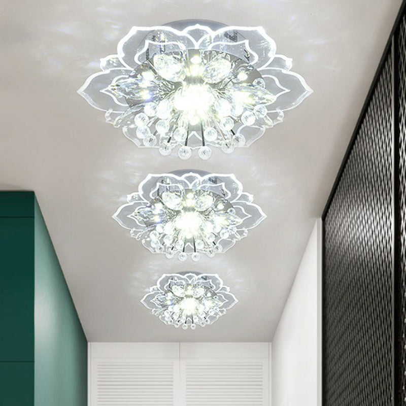 Blossom Crystal Flush Ceiling Light Contemporary Clear LED Flush Mount Lighting Fixture Clear White Clearhalo 'Ceiling Lights' 'Close To Ceiling Lights' 'Close to ceiling' 'Flush mount' Lighting' 2107154