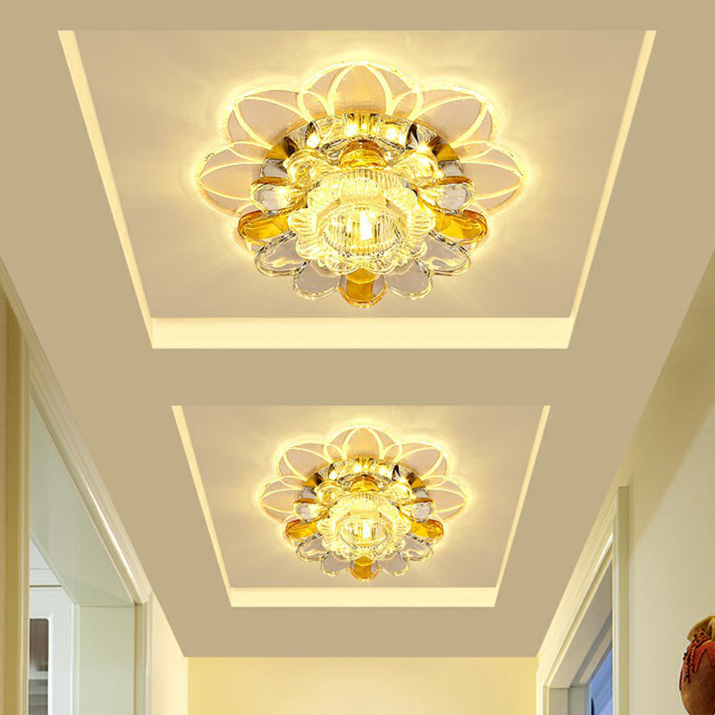 Clear Floral Shape LED Flush Mount Light Simplicity Crystal Flush Mount Ceiling Light Clear Warm Clearhalo 'Ceiling Lights' 'Close To Ceiling Lights' 'Close to ceiling' 'Flush mount' Lighting' 2107157