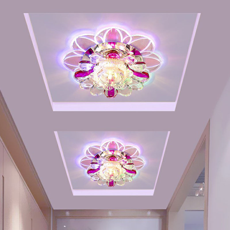 Clear Floral Shape LED Flush Mount Light Simplicity Crystal Flush Mount Ceiling Light Clear Multi Color Clearhalo 'Ceiling Lights' 'Close To Ceiling Lights' 'Close to ceiling' 'Flush mount' Lighting' 2107160