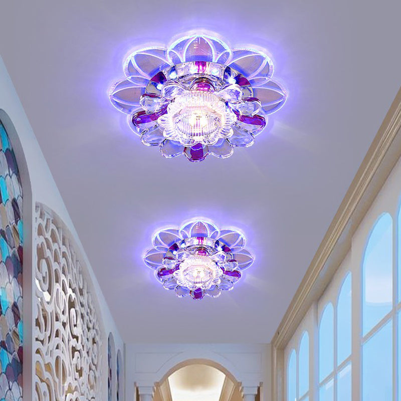 Clear Floral Shape LED Flush Mount Light Simplicity Crystal Flush Mount Ceiling Light Clear Blue Clearhalo 'Ceiling Lights' 'Close To Ceiling Lights' 'Close to ceiling' 'Flush mount' Lighting' 2107163