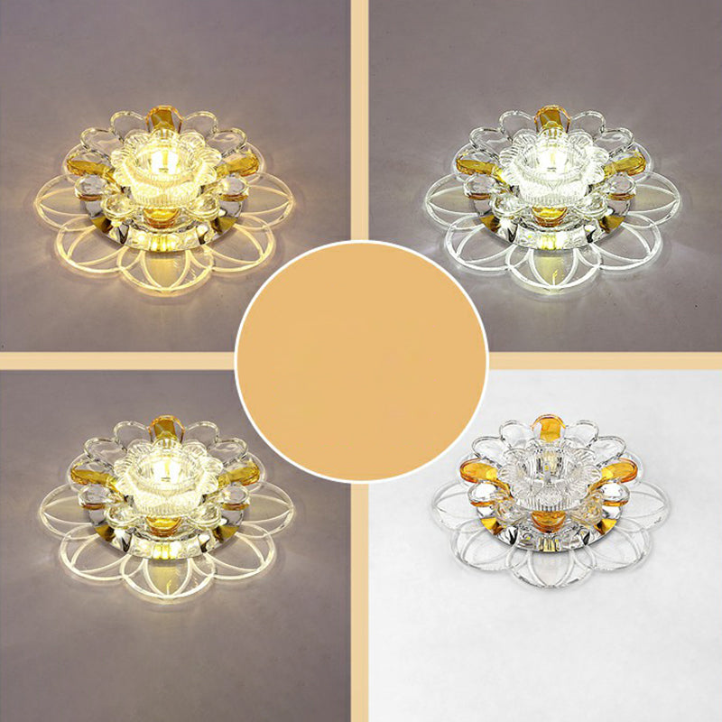 Clear Floral Shape LED Flush Mount Light Simplicity Crystal Flush Mount Ceiling Light Clear 5w Third Gear Clearhalo 'Ceiling Lights' 'Close To Ceiling Lights' 'Close to ceiling' 'Flush mount' Lighting' 2107168