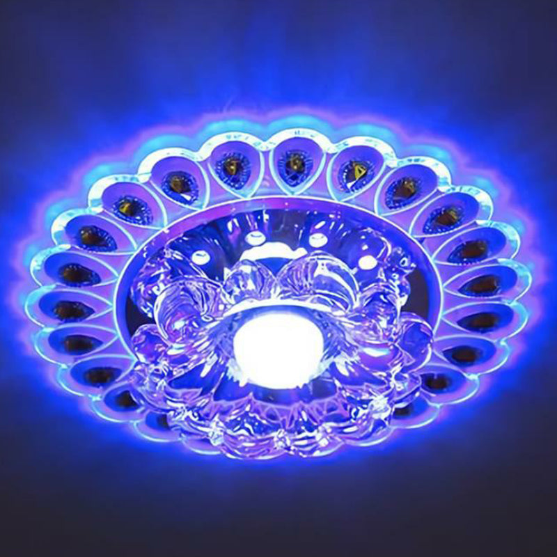 Flower Shaped Flush Light Modern Style Crystal Clear LED Flush Ceiling Light Fixture for Entryway Clear Blue Clearhalo 'Ceiling Lights' 'Close To Ceiling Lights' 'Close to ceiling' 'Flush mount' Lighting' 2107175