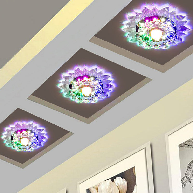 Modern Blossom Shaped LED Flush Mount Crystal Hallway Flushmount Ceiling Light in Clear Clear Multi Color Clearhalo 'Ceiling Lights' 'Close To Ceiling Lights' 'Close to ceiling' 'Flush mount' Lighting' 2107186