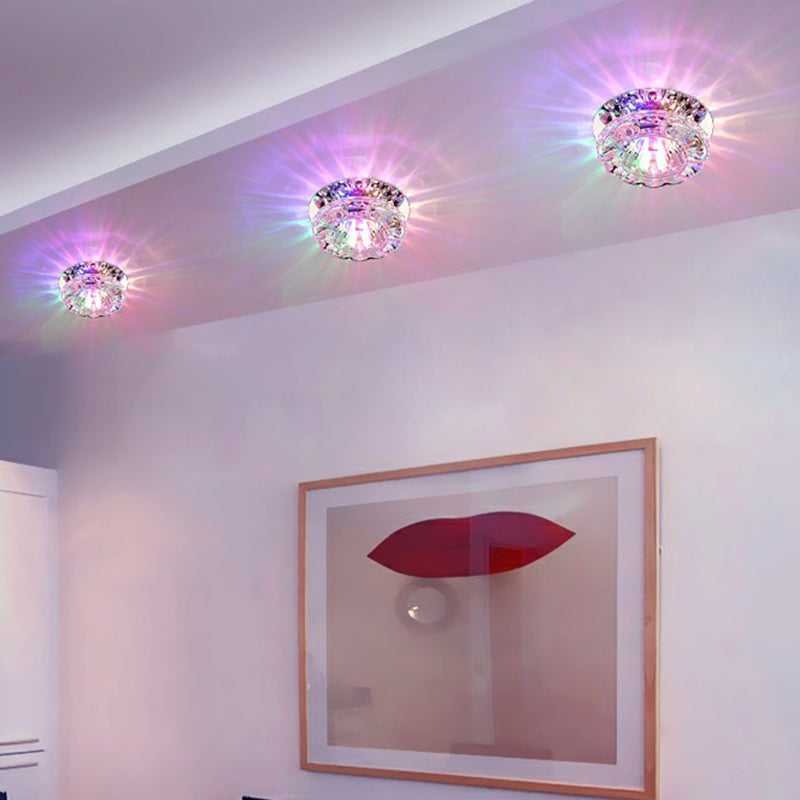 Crystal Flower LED Flush Mount Light Simplicity Clear Flush Mount Ceiling Light for Hallway Clear Multi Color Clearhalo 'Ceiling Lights' 'Close To Ceiling Lights' 'Close to ceiling' 'Flush mount' Lighting' 2107202