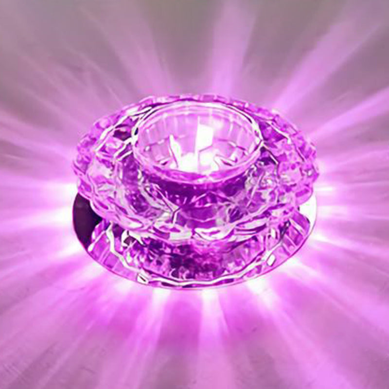 Crystal Flower LED Flush Mount Light Simplicity Clear Flush Mount Ceiling Light for Hallway Clear Purple Clearhalo 'Ceiling Lights' 'Close To Ceiling Lights' 'Close to ceiling' 'Flush mount' Lighting' 2107211