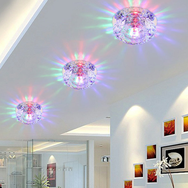 Clear Floral Shade Flush Mount Lighting Minimalist Crystal LED Flush Mount Fixture for Foyer Clear Multi Color Clearhalo 'Ceiling Lights' 'Close To Ceiling Lights' 'Close to ceiling' 'Flush mount' Lighting' 2107226