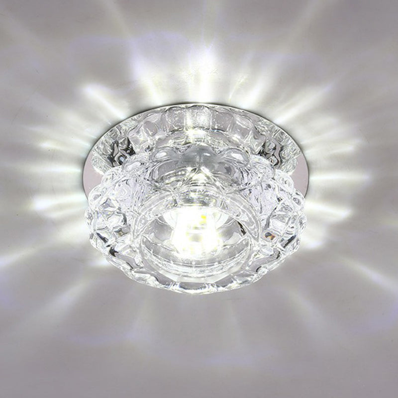 Clear Floral Shade Flush Mount Lighting Minimalist Crystal LED Flush Mount Fixture for Foyer Clear White Clearhalo 'Ceiling Lights' 'Close To Ceiling Lights' 'Close to ceiling' 'Flush mount' Lighting' 2107228