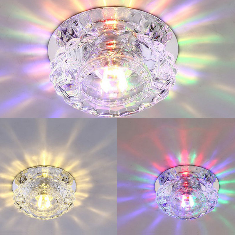 Clear Floral Shade Flush Mount Lighting Minimalist Crystal LED Flush Mount Fixture for Foyer Clear Third Gear Clearhalo 'Ceiling Lights' 'Close To Ceiling Lights' 'Close to ceiling' 'Flush mount' Lighting' 2107229