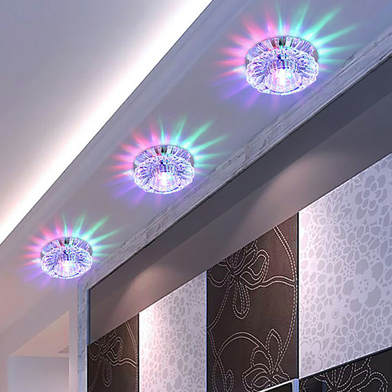 Flower Shade LED Flush Mount Modern Crystal Clear Flushmount Ceiling Light for Corridor Clear Multi Color Clearhalo 'Ceiling Lights' 'Close To Ceiling Lights' 'Close to ceiling' 'Flush mount' Lighting' 2107232
