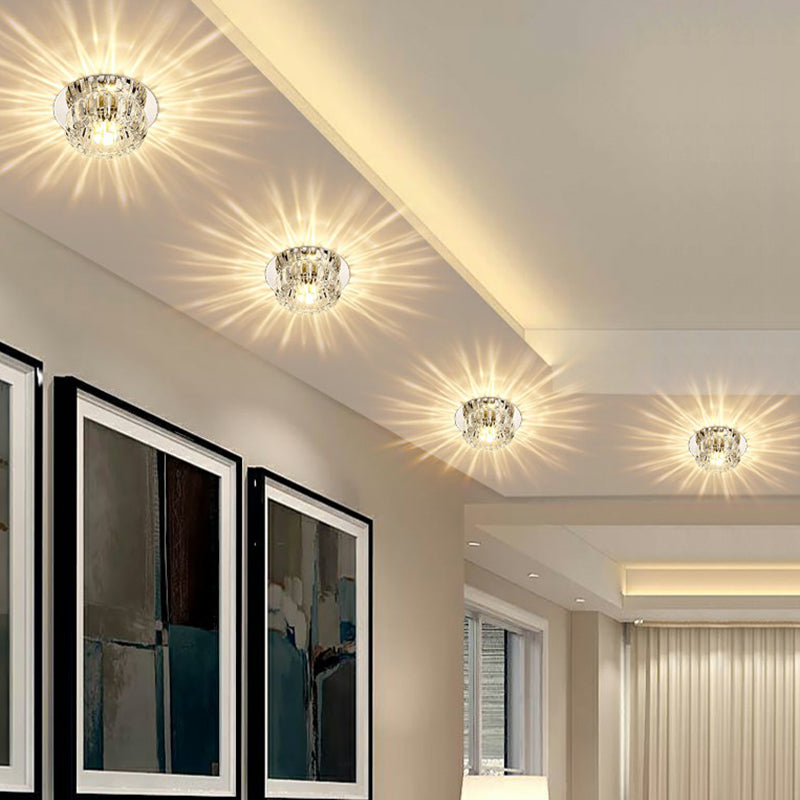 Simplicity Round LED Flush Mount Light Crystal Hallway Flush Mount Ceiling Light in Clear Clearhalo 'Ceiling Lights' 'Close To Ceiling Lights' 'Close to ceiling' 'Flush mount' Lighting' 2107245