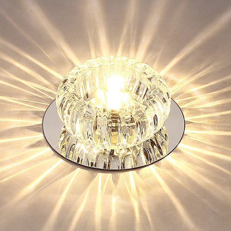 Simplicity Round LED Flush Mount Light Crystal Hallway Flush Mount Ceiling Light in Clear Clearhalo 'Ceiling Lights' 'Close To Ceiling Lights' 'Close to ceiling' 'Flush mount' Lighting' 2107247