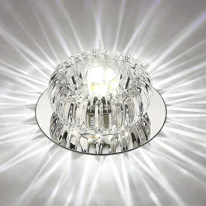 Simplicity Round LED Flush Mount Light Crystal Hallway Flush Mount Ceiling Light in Clear Clearhalo 'Ceiling Lights' 'Close To Ceiling Lights' 'Close to ceiling' 'Flush mount' Lighting' 2107249
