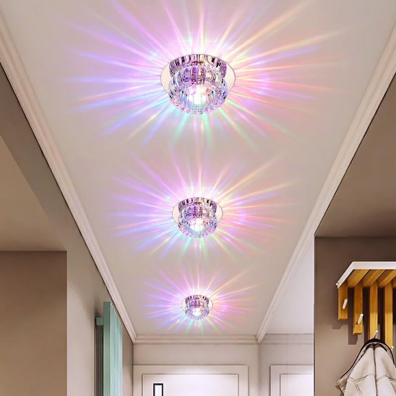 Simplicity Round LED Flush Mount Light Crystal Hallway Flush Mount Ceiling Light in Clear Clear Multi Color Clearhalo 'Ceiling Lights' 'Close To Ceiling Lights' 'Close to ceiling' 'Flush mount' Lighting' 2107250
