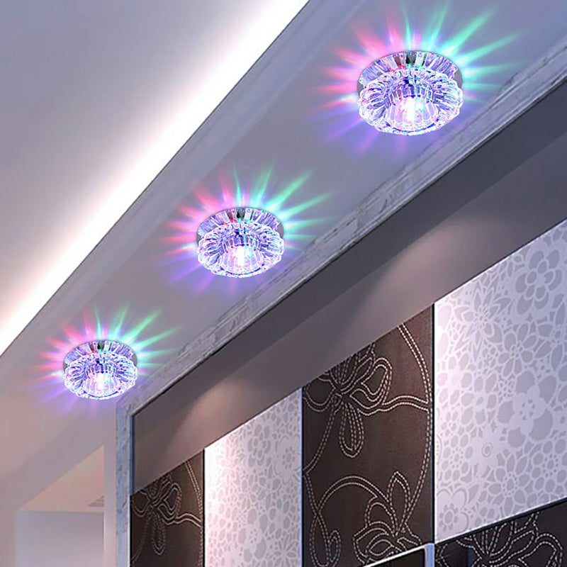 Floral Shade Flush Light Artistic Crystal Hallway LED Flush Ceiling Light Fixture in Clear White Multi Color Clearhalo 'Ceiling Lights' 'Close To Ceiling Lights' 'Close to ceiling' 'Flush mount' Lighting' 2107255