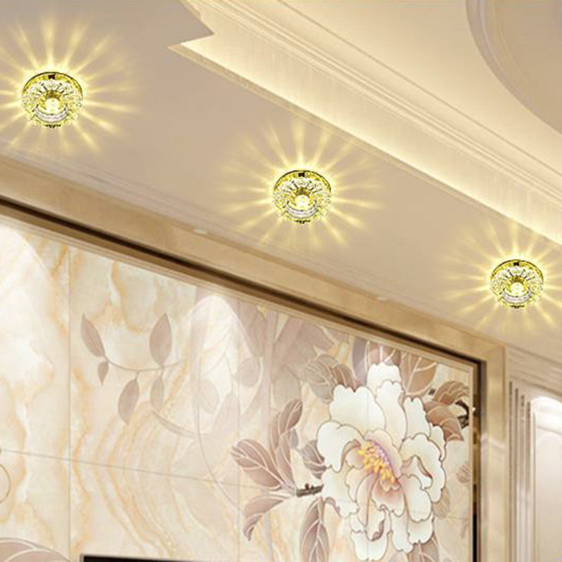 Floral Shade Flush Light Artistic Crystal Hallway LED Flush Ceiling Light Fixture in Clear Clearhalo 'Ceiling Lights' 'Close To Ceiling Lights' 'Close to ceiling' 'Flush mount' Lighting' 2107258