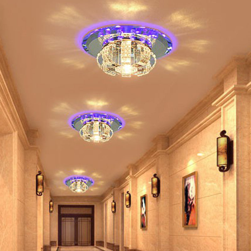 Crystal Flower-Like Flush Mount Lighting Minimalist Clear LED Flush Mount Fixture for Foyer Clear Purple Clearhalo 'Ceiling Lights' 'Close To Ceiling Lights' 'Close to ceiling' 'Flush mount' Lighting' 2107264