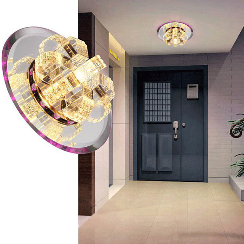 Crystal Flower-Like Flush Mount Lighting Minimalist Clear LED Flush Mount Fixture for Foyer Clear 7 Color Clearhalo 'Ceiling Lights' 'Close To Ceiling Lights' 'Close to ceiling' 'Flush mount' Lighting' 2107269