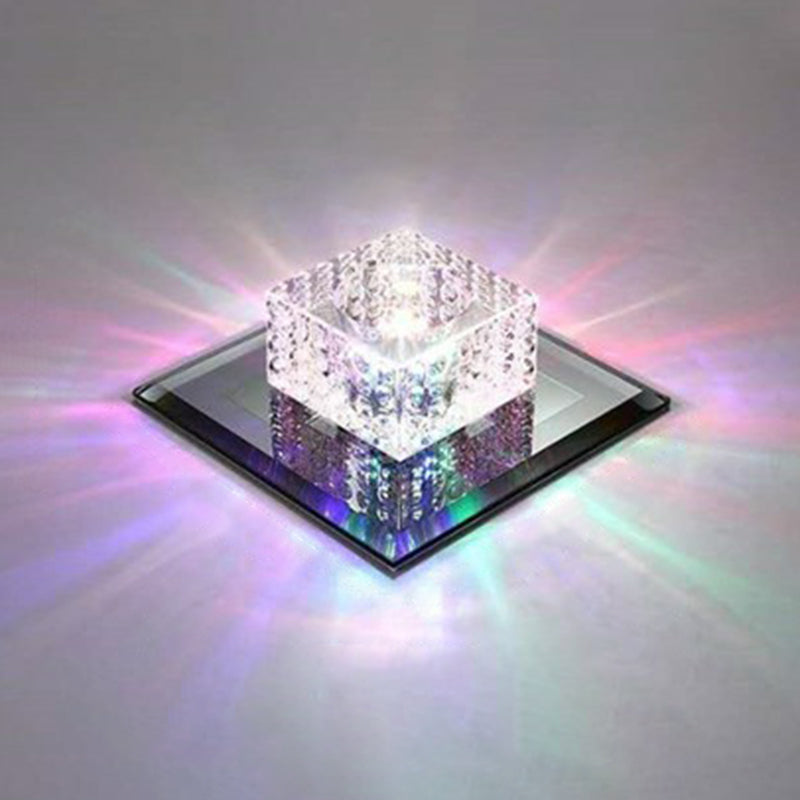 Crystal Square LED Flush Mount Light Simplicity Flush Mount Ceiling Light in Black for Foyer Clearhalo 'Ceiling Lights' 'Close To Ceiling Lights' 'Close to ceiling' 'Flush mount' Lighting' 2107397