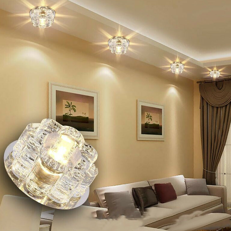 Floral Crystal Flush Light Artistic Clear LED Flush Ceiling Light Fixture for Living Room Clear Warm Clearhalo 'Ceiling Lights' 'Close To Ceiling Lights' 'Close to ceiling' 'Flush mount' Lighting' 2107400