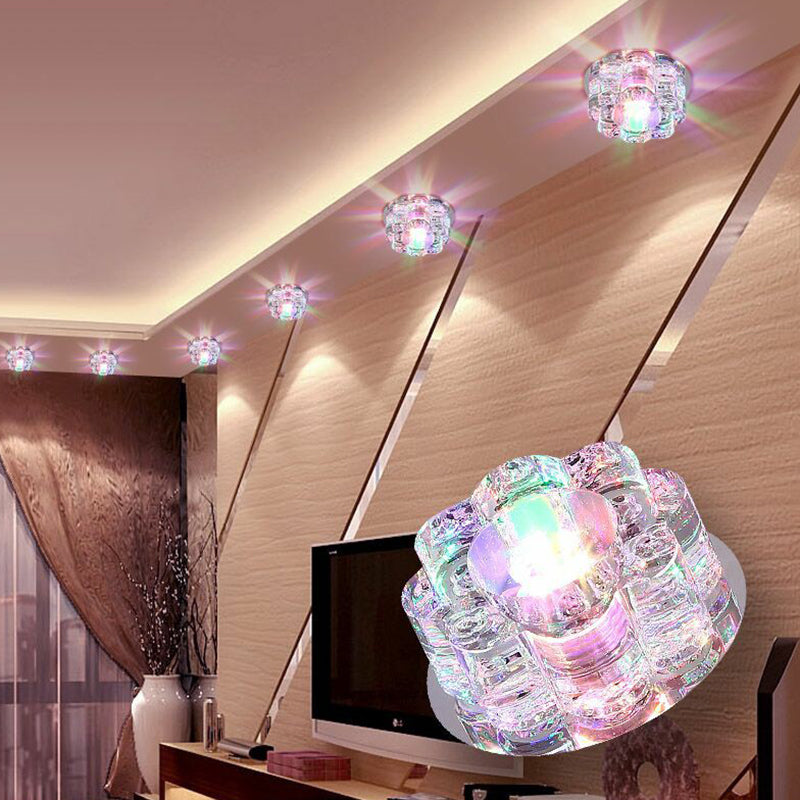 Floral Crystal Flush Light Artistic Clear LED Flush Ceiling Light Fixture for Living Room Clear Multi Color Clearhalo 'Ceiling Lights' 'Close To Ceiling Lights' 'Close to ceiling' 'Flush mount' Lighting' 2107402