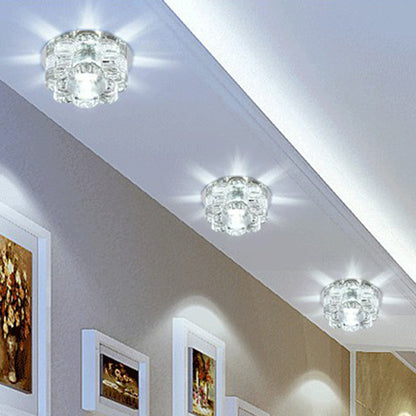 Floral Crystal Flush Light Artistic Clear LED Flush Ceiling Light Fixture for Living Room Clear White Clearhalo 'Ceiling Lights' 'Close To Ceiling Lights' 'Close to ceiling' 'Flush mount' Lighting' 2107406