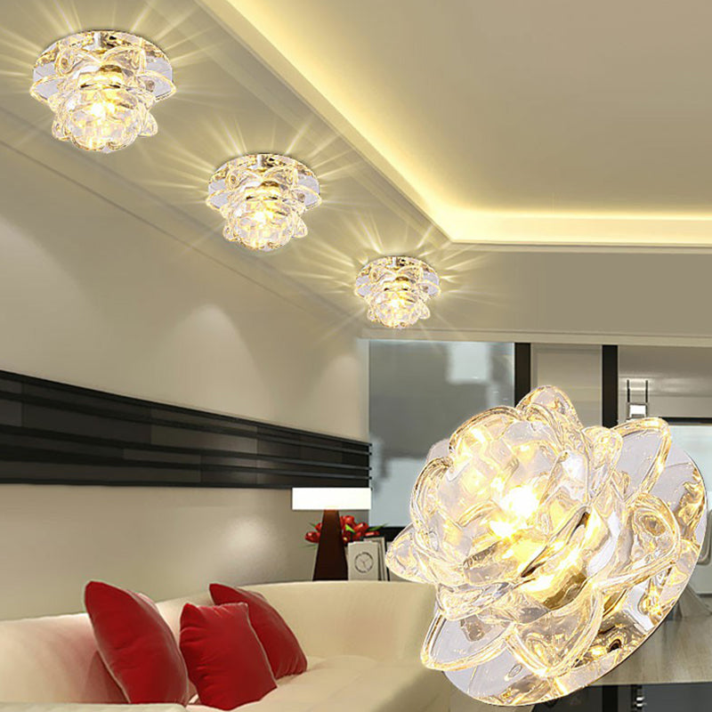 Lotus LED Flush Mount Modern Crystal Clear Flushmount Ceiling Light for Living Room Clearhalo 'Ceiling Lights' 'Close To Ceiling Lights' 'Close to ceiling' 'Flush mount' Lighting' 2107419