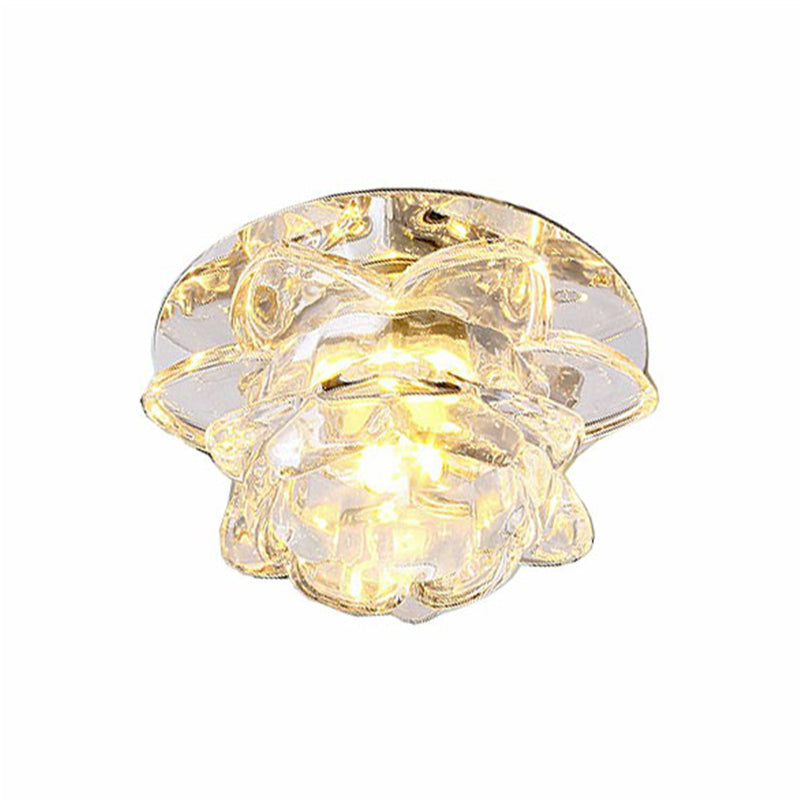 Lotus LED Flush Mount Modern Crystal Clear Flushmount Ceiling Light for Living Room Clearhalo 'Ceiling Lights' 'Close To Ceiling Lights' 'Close to ceiling' 'Flush mount' Lighting' 2107421