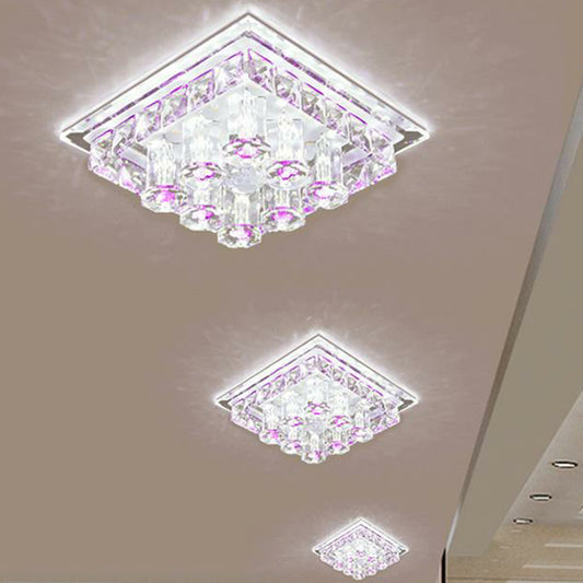 Crystal Square Shaped Flush Mount Modern LED Flushmount Ceiling Light for Hallway Clearhalo 'Ceiling Lights' 'Close To Ceiling Lights' 'Close to ceiling' 'Flush mount' Lighting' 2107449