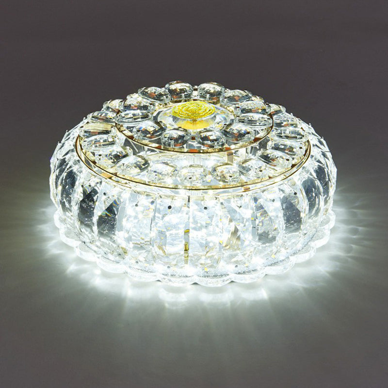 Round LED Flush Mount Light Simplicity Crystal Hallway Flush Mount Ceiling Light in Clear Clear White Clearhalo 'Ceiling Lights' 'Close To Ceiling Lights' 'Close to ceiling' 'Flush mount' Lighting' 2107501