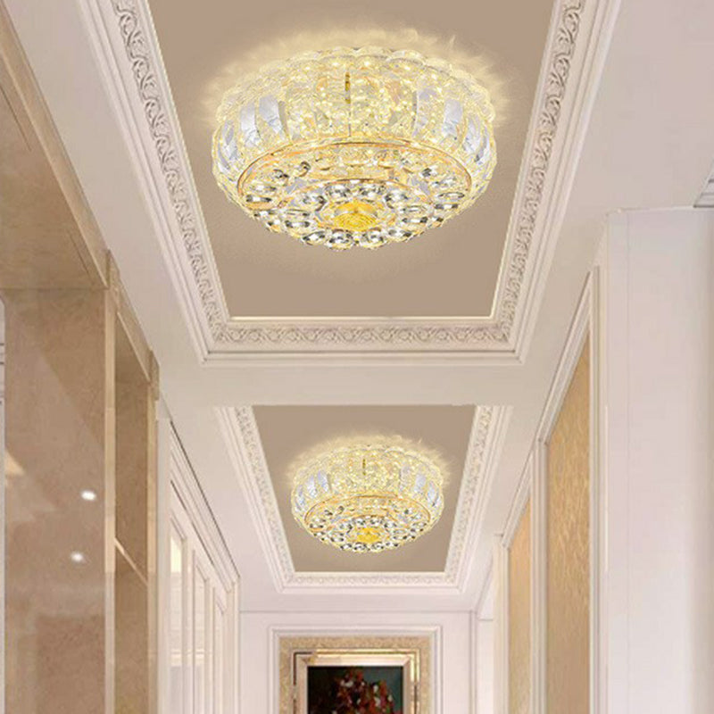 Round LED Flush Mount Light Simplicity Crystal Hallway Flush Mount Ceiling Light in Clear Clear Third Gear Clearhalo 'Ceiling Lights' 'Close To Ceiling Lights' 'Close to ceiling' 'Flush mount' Lighting' 2107502