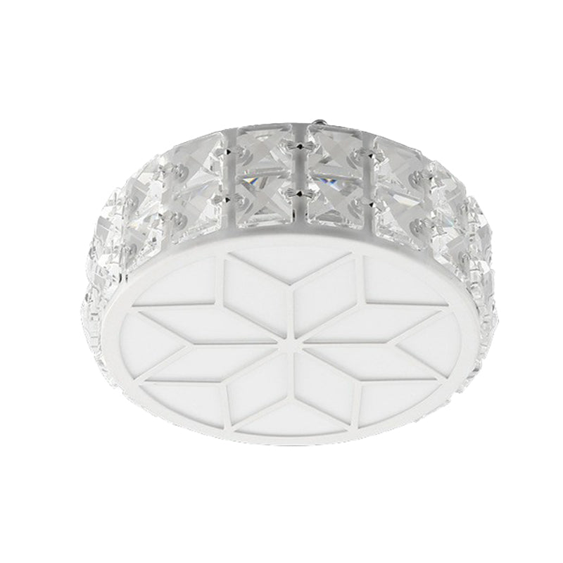 Drum Shaped Flush Mount Lighting Minimalist Crystal LED Flush Mount Fixture for Entryway Clearhalo 'Ceiling Lights' 'Close To Ceiling Lights' 'Close to ceiling' 'Flush mount' Lighting' 2107560