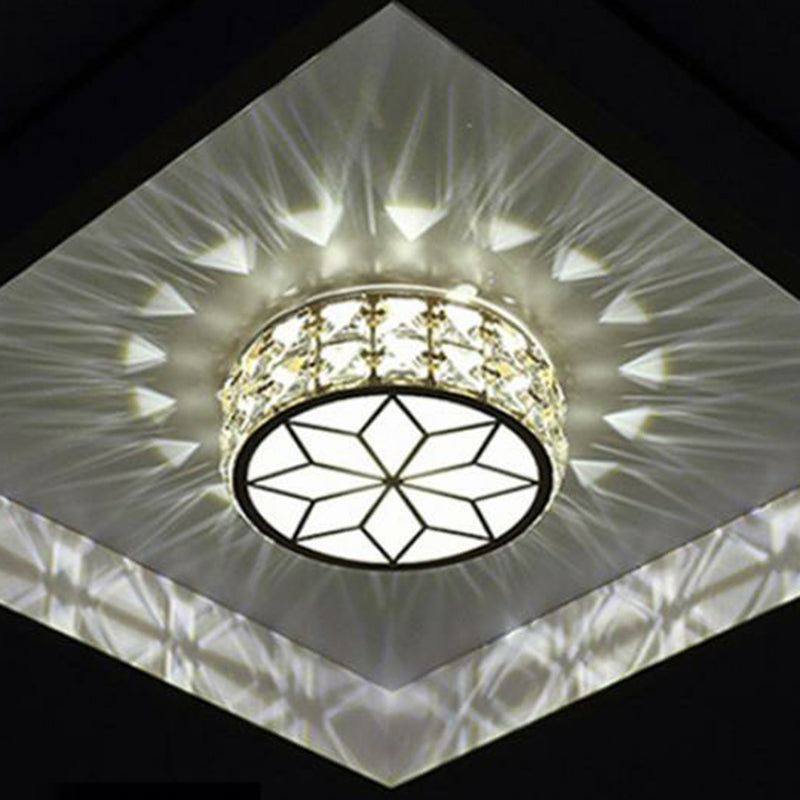 Drum Shaped Flush Mount Lighting Minimalist Crystal LED Flush Mount Fixture for Entryway Gold White Clearhalo 'Ceiling Lights' 'Close To Ceiling Lights' 'Close to ceiling' 'Flush mount' Lighting' 2107567