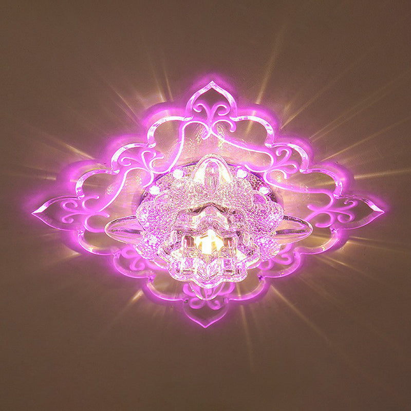 Square Entryway Flush Ceiling Light Crystal Contemporary LED Flush Mount Lighting Fixture in Clear Clearhalo 'Ceiling Lights' 'Close To Ceiling Lights' 'Close to ceiling' 'Flush mount' Lighting' 2107598