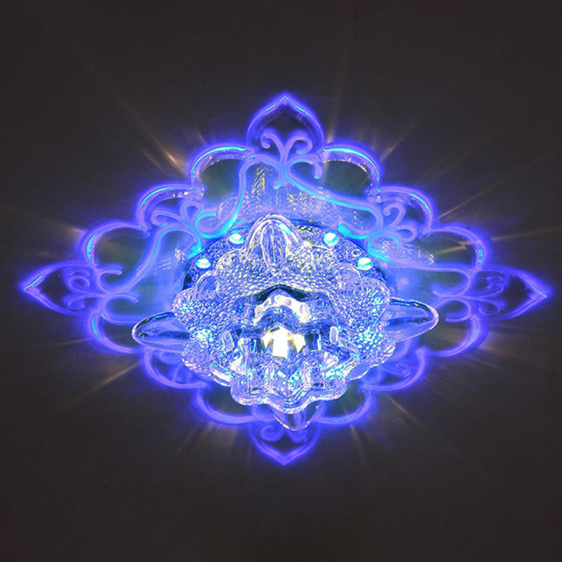 Square Entryway Flush Ceiling Light Crystal Contemporary LED Flush Mount Lighting Fixture in Clear Clear Blue Clearhalo 'Ceiling Lights' 'Close To Ceiling Lights' 'Close to ceiling' 'Flush mount' Lighting' 2107600