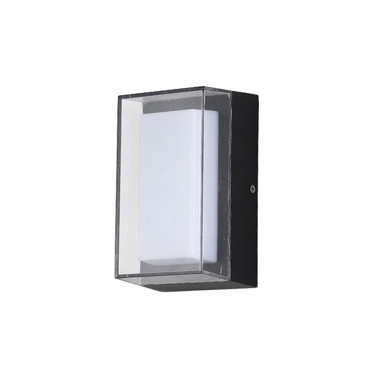 Rectangle Outdoor LED Wall Mounted Light Metallic Simplicity Wall Sconce Lighting in Black Clearhalo 'Wall Lamps & Sconces' 'Wall Lights' Lighting' 2107661
