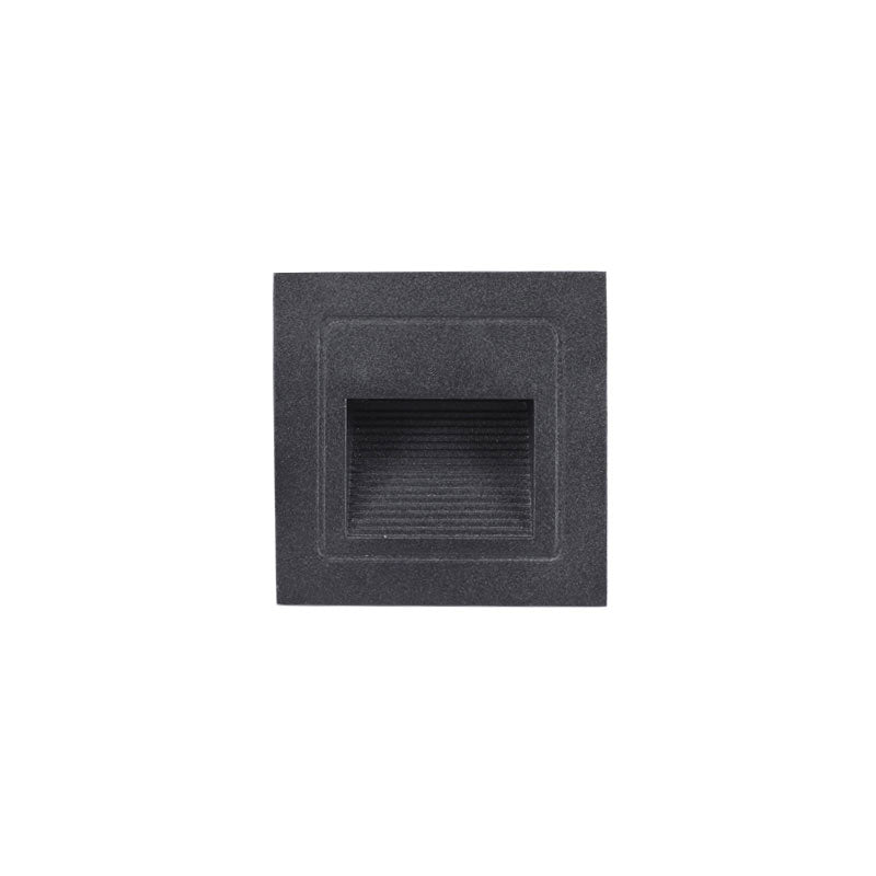 Aluminum Quadrilateral Recessed Wall Light Minimalistic Black LED Footlight for Stairway Black Small Square Clearhalo 'Wall Lamps & Sconces' 'Wall Lights' Lighting' 2107760