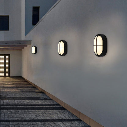 Black Oblong Shaped Sconce Lighting Modern Aluminum LED Wall Light Fixture for Courtyard Black B Clearhalo 'Wall Lamps & Sconces' 'Wall Lights' Lighting' 2107770