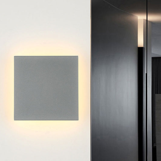 Geometric Courtyard LED Wall Mounted Light Aluminum Simplicity Wall Sconce Lighting in Grey Clearhalo 'Wall Lamps & Sconces' 'Wall Lights' Lighting' 2107783
