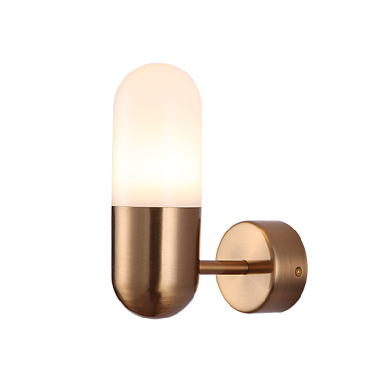 Capsule Metal Wall Sconce Light Postmodern 1 Light Black/Gray/White Wall Mounted Light for Bedroom Clearhalo 'Cast Iron' 'Glass' 'Industrial' 'Modern wall lights' 'Modern' 'Tiffany' 'Traditional wall lights' 'Wall Lamps & Sconces' 'Wall Lights' Lighting' 210794