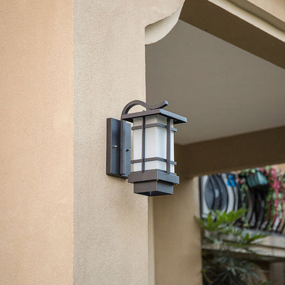 Glass Rectangle Shade LED Wall Lighting Rustic Outdoor Wall Light Fixture in Black White Clearhalo 'Wall Lamps & Sconces' 'Wall Lights' Lighting' 2107953