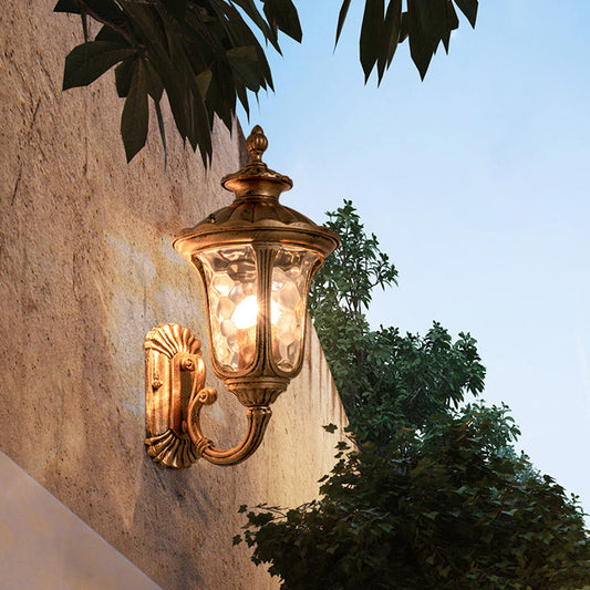 Bronze Bell Wall Mount Light Traditional Ripple Glass 1-Light Outdoor Wall Lighting Clearhalo 'Wall Lamps & Sconces' 'Wall Lights' Lighting' 2108040