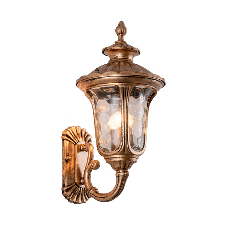 Bronze Bell Wall Mount Light Traditional Ripple Glass 1-Light Outdoor Wall Lighting Clearhalo 'Wall Lamps & Sconces' 'Wall Lights' Lighting' 2108043