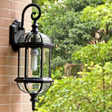 Birdcage Shade Clear Glass Wall Lighting Rustic 1 Bulb Courtyard Wall Light Fixture Clearhalo 'Wall Lamps & Sconces' 'Wall Lights' Lighting' 2108058