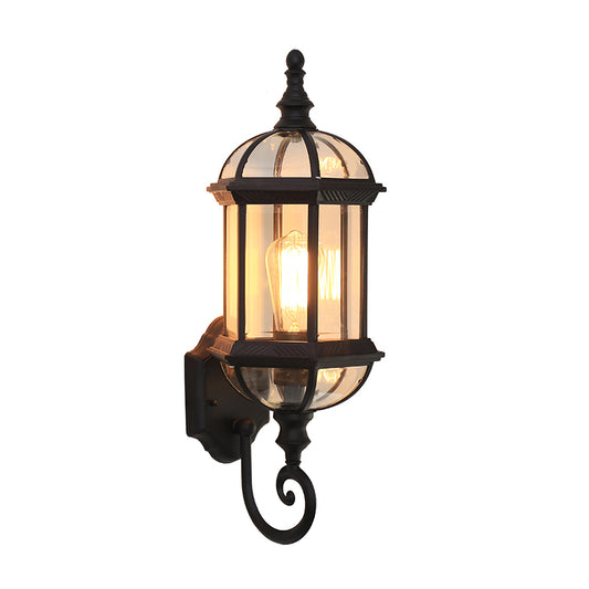 Birdcage Shade Clear Glass Wall Lighting Rustic 1 Bulb Courtyard Wall Light Fixture Clearhalo 'Wall Lamps & Sconces' 'Wall Lights' Lighting' 2108059