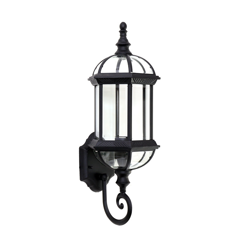Birdcage Shade Clear Glass Wall Lighting Rustic 1 Bulb Courtyard Wall Light Fixture Clearhalo 'Wall Lamps & Sconces' 'Wall Lights' Lighting' 2108060